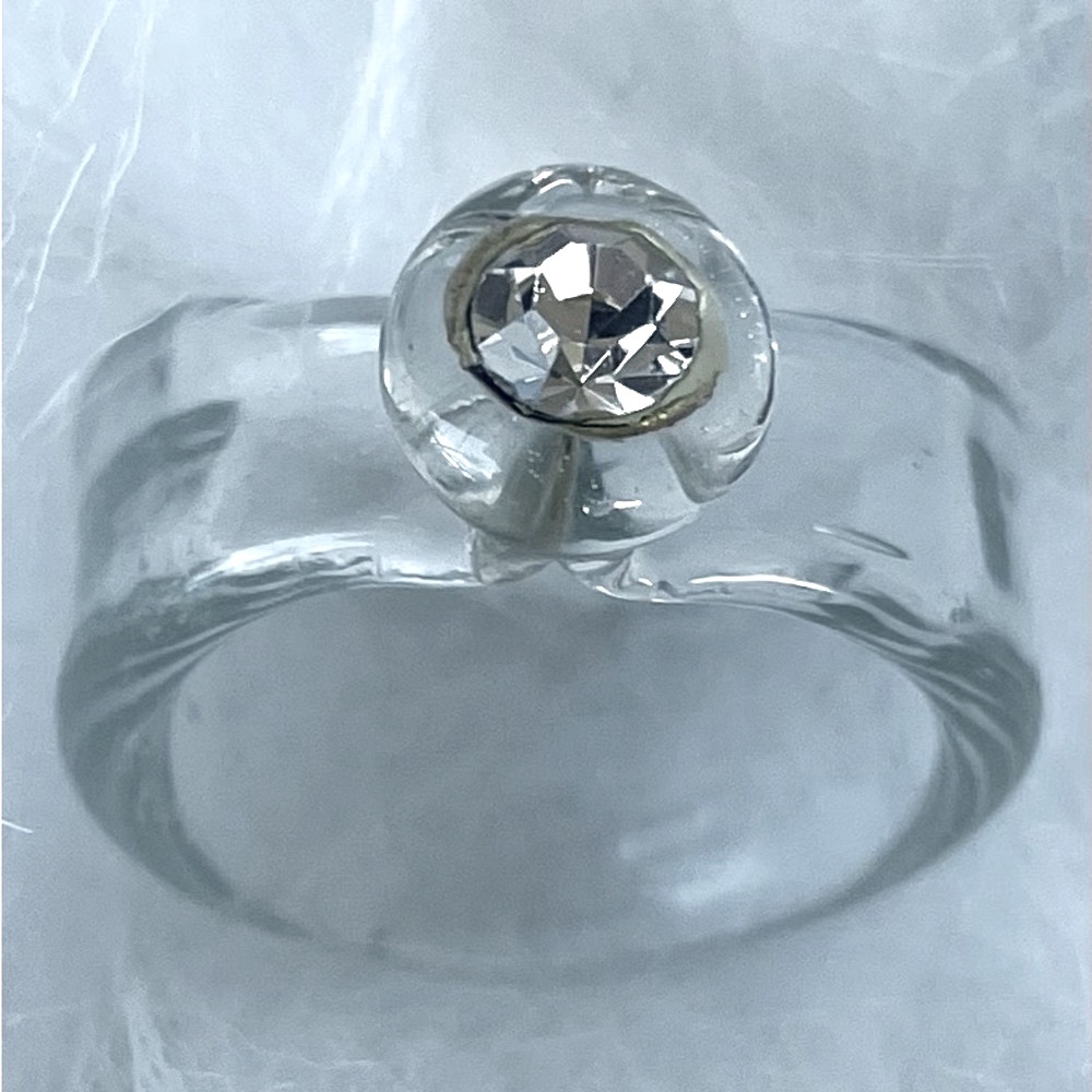 Clear Resin Ring with Clear Stone Accent